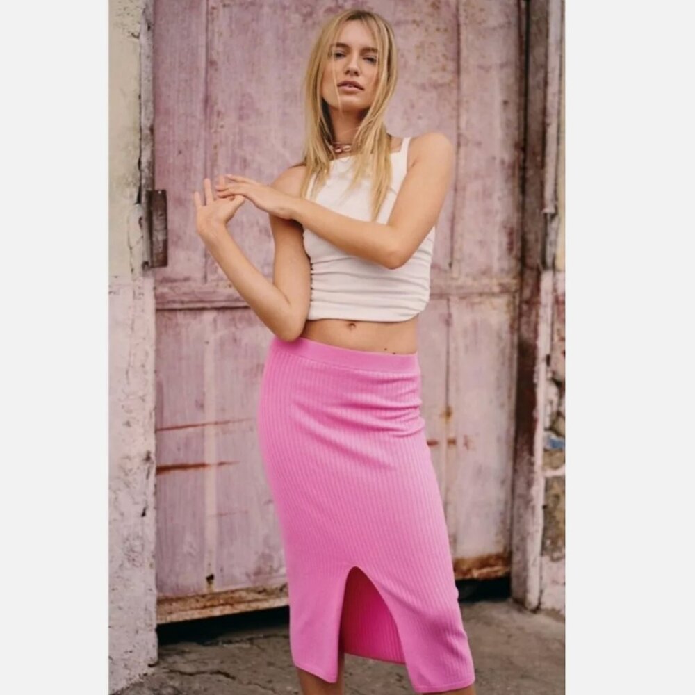 Free People Pink Knit Skirt